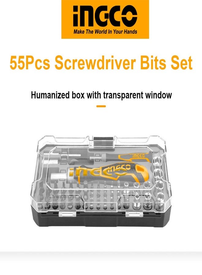 INGCO 55 Pcs Screwdriver Bits Set, Precision Screwdriver Set with Ratchet Wrench and Bits Magnetic Driver Kit Professional Electronics Repair Tool Kit for Repair Computer, PC, Laptop, iPhone - Image 2